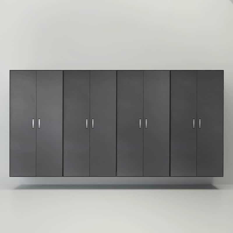 Flow Wall 6pc PVC Indoor Jumbo Cabinet Storage Center - Black Slatwall / Graphite Carbon Cabinets