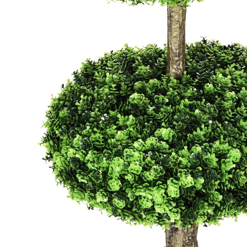 Set of 2 Artificial Boxwood Topiary Trees in Pots, Artificial Plants Faux Trees