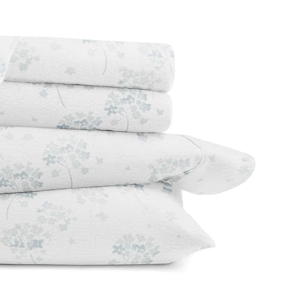Becky Cameron Flower Bunch 4 Piece 100% Cotton Brushed Flannel Deep Pocket Bed Sheet Set
