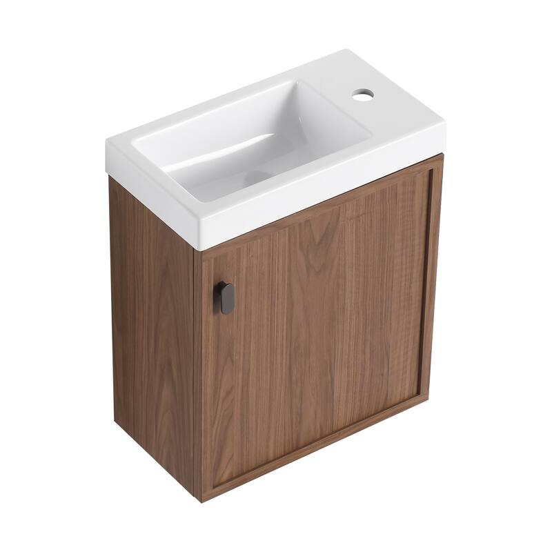 GDFStudio - Helsinki 18.5" Modern Wall-Mounted Bathroom Vanity Set with Resin Sink, Soft Closing Door & Antirust Hardware