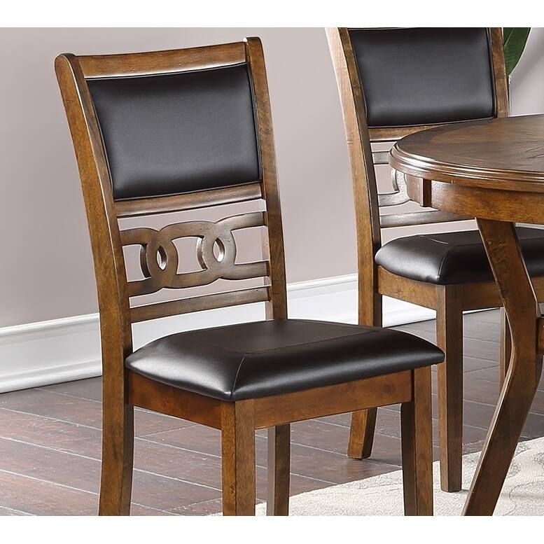 5 Piece Round Dining Table Set, Kitchen Dining Room Furniture Set with Dining Table and 4 Upholstered Side Chairs
