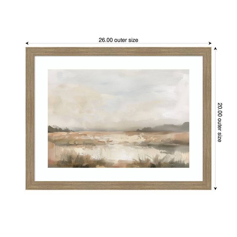 Kate and Laurel Neutral Abstract Landscape by The Creative Bunch Studio Framed Wall Art Print