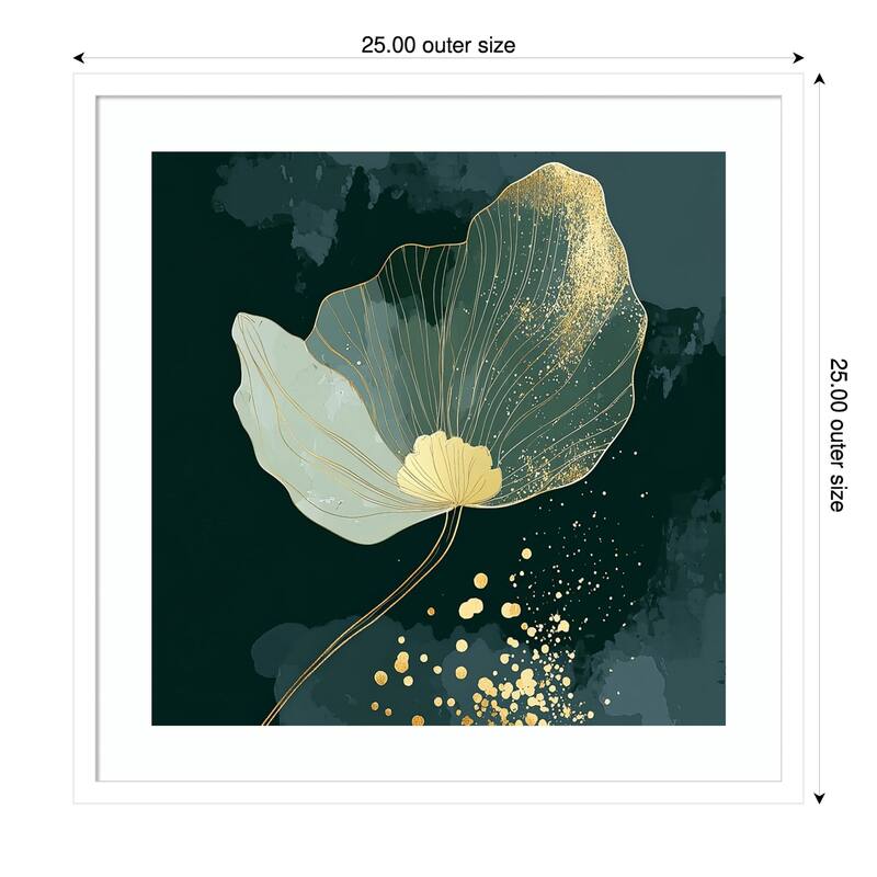 Petals of Jewel and Gold by Tradelink inhouse artist Wood Framed Wall Art Print - 25 x 25 in - White