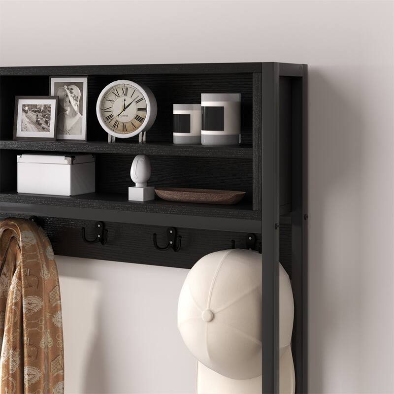 5-in-1 Hall Tree with Bench Coat Hooks and Storage Drawers for Entryway Hallway or Mudroom - 31.5" W x 11.8" D x 70.9" H