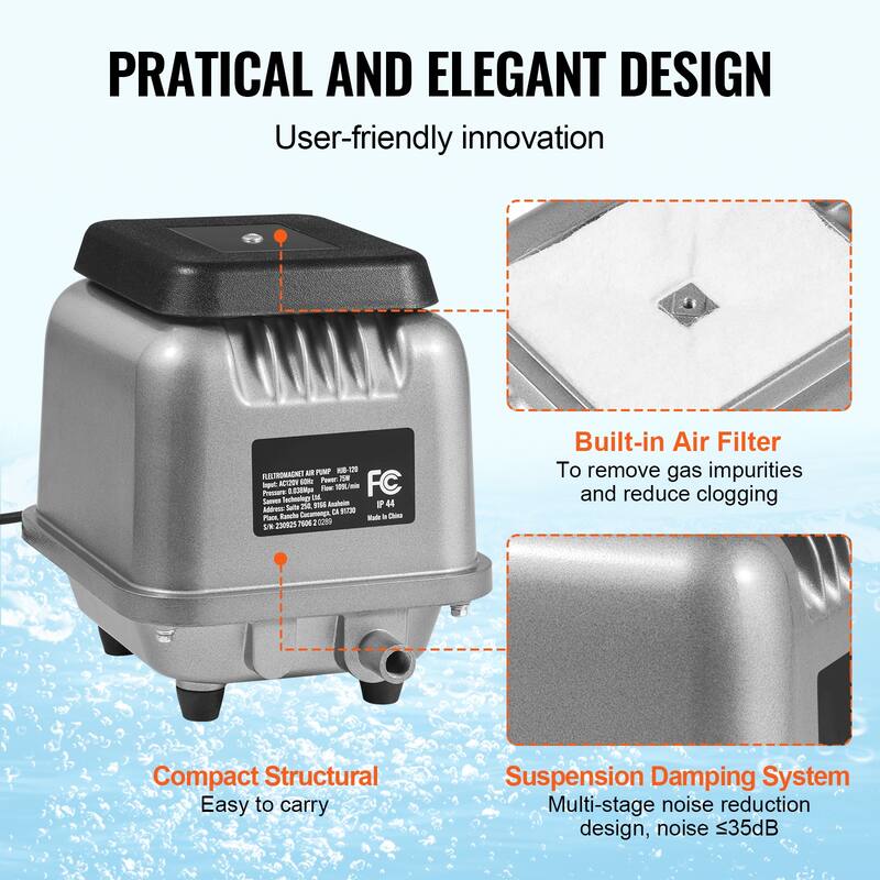 Linear Air Pump, Air Flow Septic Aerator Pump, Aeration System Water Gardens, Waste Treatment, Septic Tanks