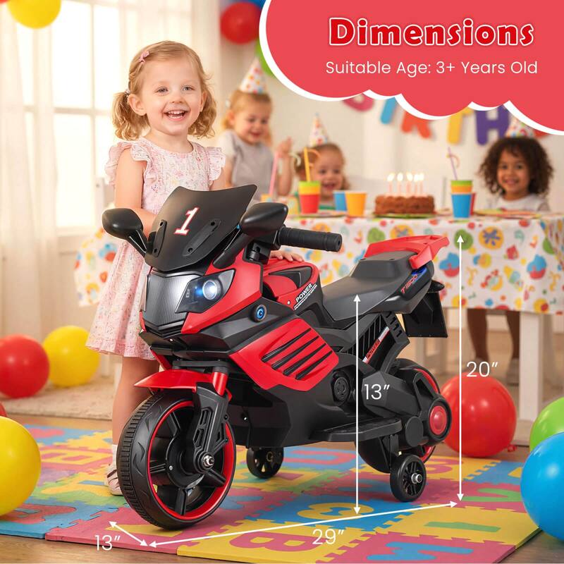 Costway 6V Kids Motorcycle with Music, Horn, Detachable Training
