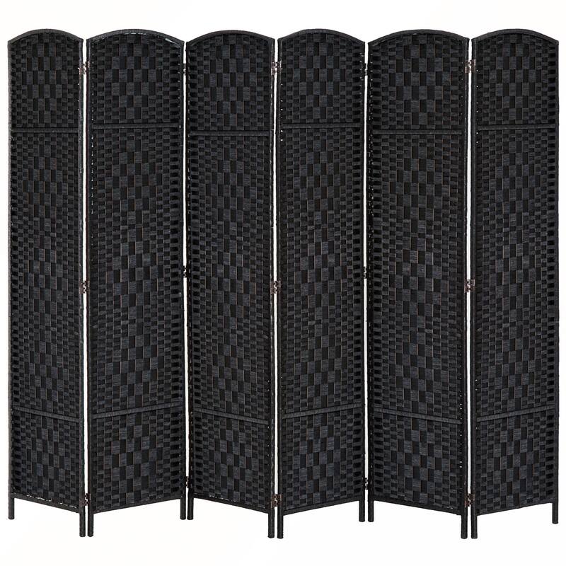 6' Tall Wicker Weave 6 Panel Room Divider Privacy Screen