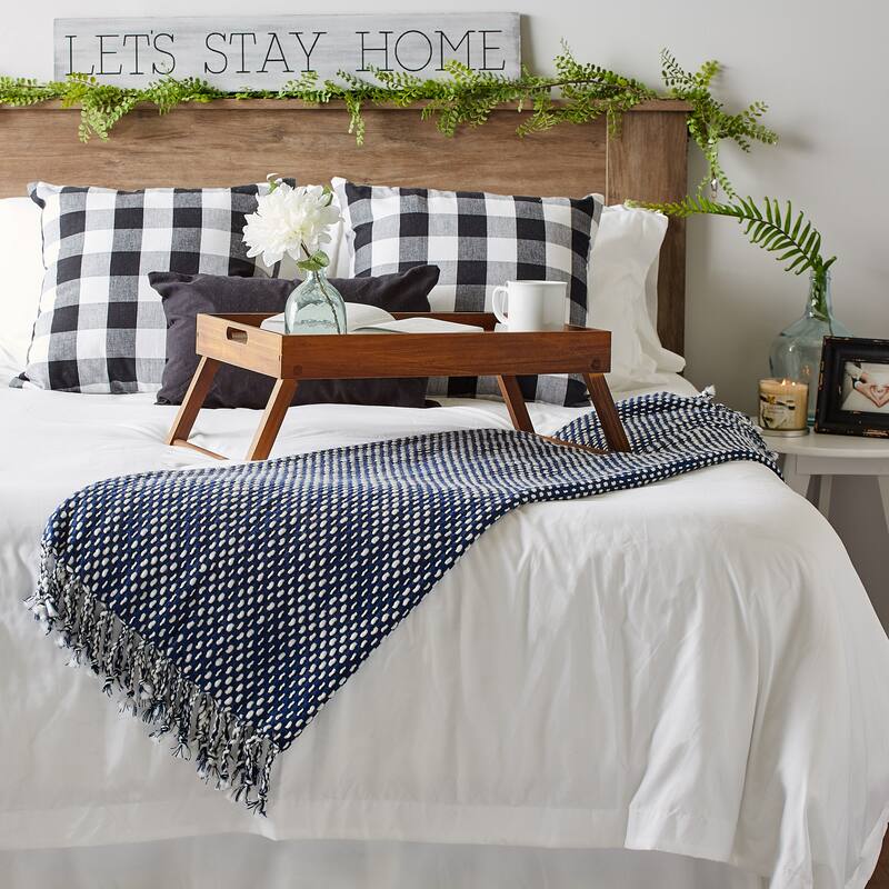 DII Navy & White Textured Acrylic Throw