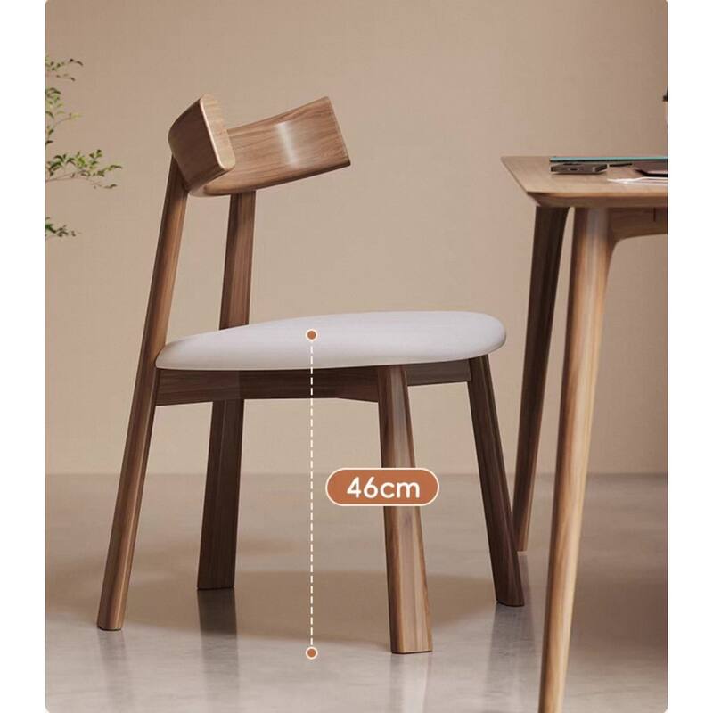 Faux Leather & Solid Wood Modern Open Back 2pc Dining Chair Set