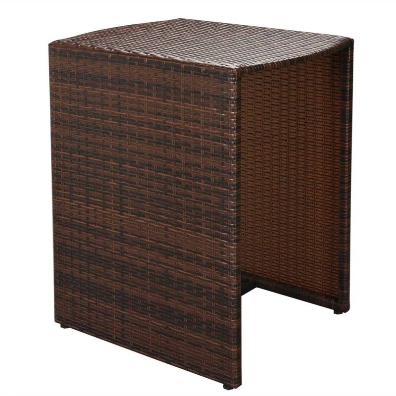 vidaXL Patio Bistro Set Outdoor Furniture Set Table and Chairs Poly Rattan - 23.6" x 18.9" x 27.6"