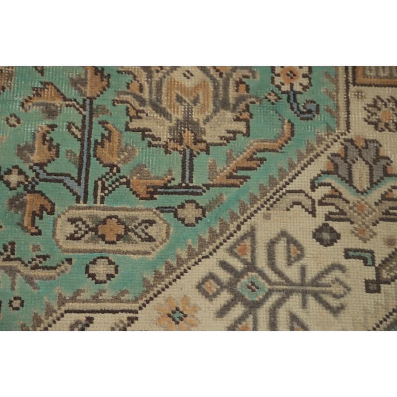 Hand Knotted Oriental 100% Wool Carpet Traditional Medallion Green Tabriz Area Rug - 11' 1'' X 7' 10''