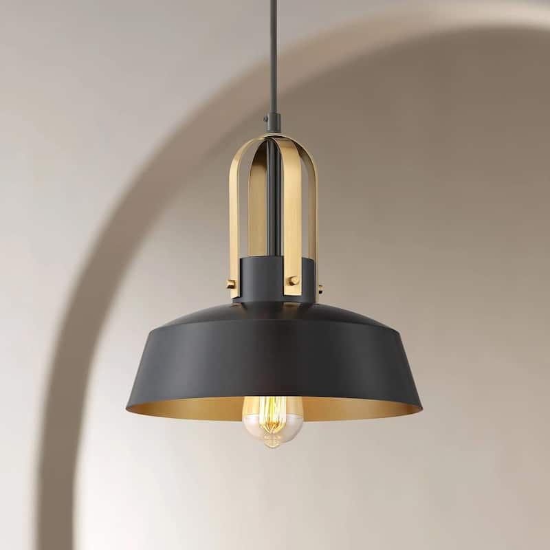 Black Brass Mini Pendant Light 12" Modern Farmhouse Fixture - 12" x 108"