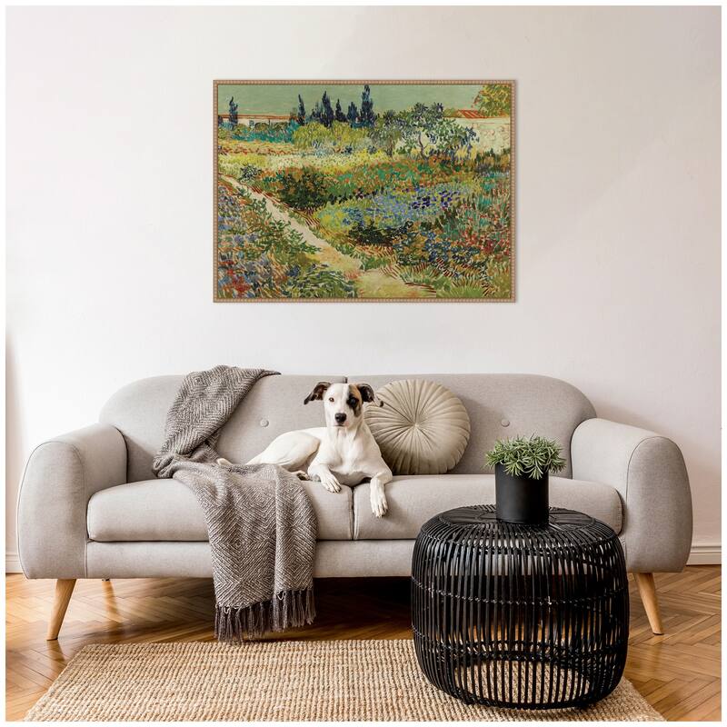 Kate and Laurel Garden at Arles by Vincent van Gogh by Nostalgia Prints Framed Canvas Wall Art Print