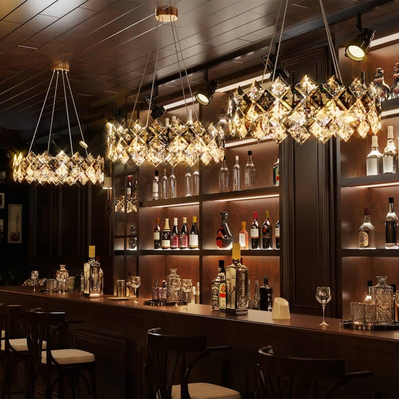 Crystal Convertible Chandelier Light with 3 Colors