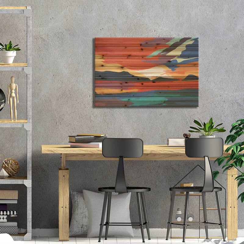 Vibrant Sunset III Print On Wood by Angel Estevez - Multi-Color