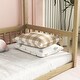 preview thumbnail 38 of 62, Pine Wood Canopy Frame Floor Bed with Fence and Guardrails for Bedroom