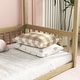 preview thumbnail 26 of 28, Twin Size Pine Wood Canopy Frame Floor Bed with Fence and Guardrails for Bedroom