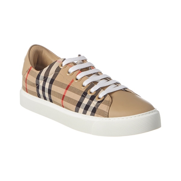 burberry check leather sneakers