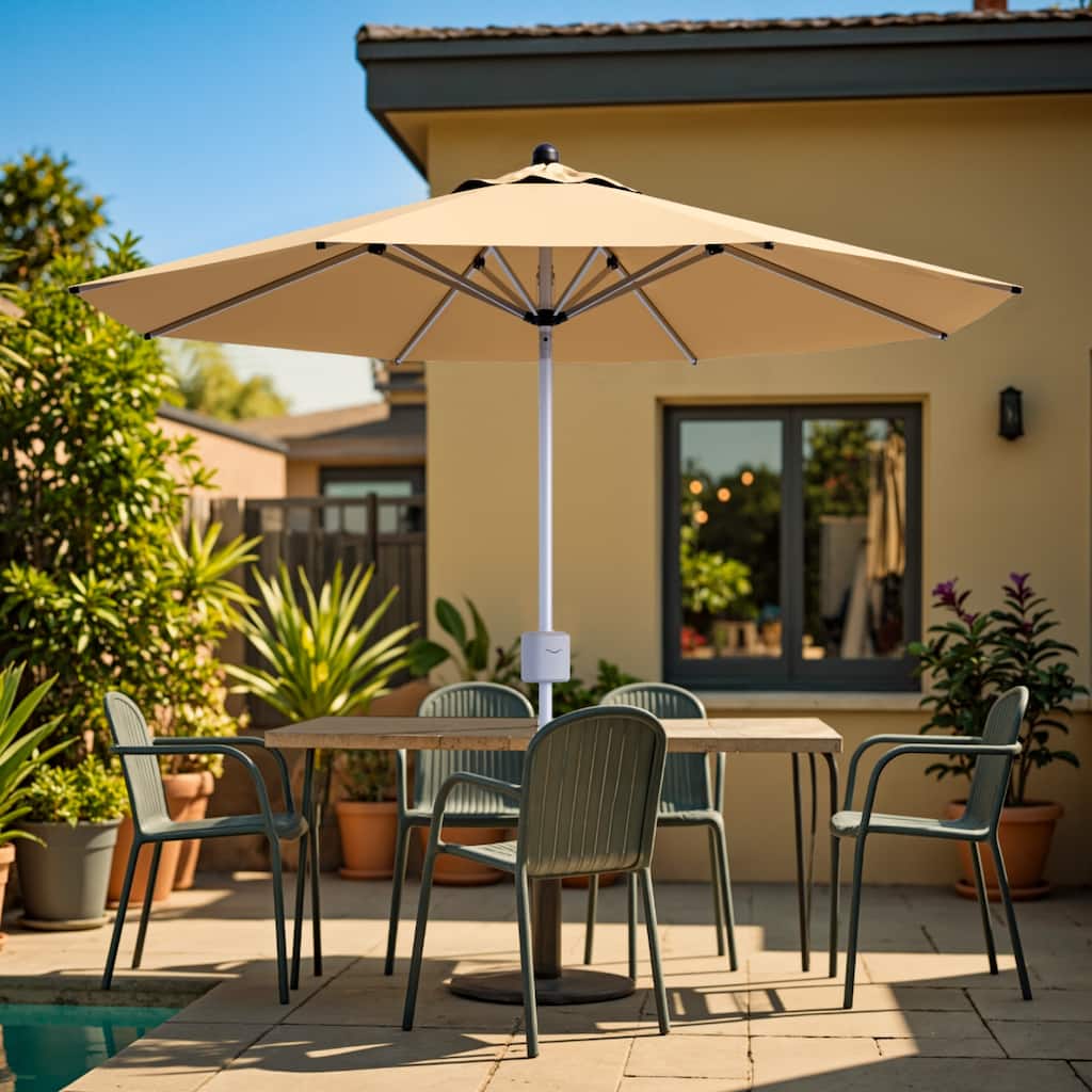 Patiowell 9FT Outdoor Electric Patio Umbrella With Base,Outdoor Table Umbrella,Yard Umbrella,One-click Start And Crank