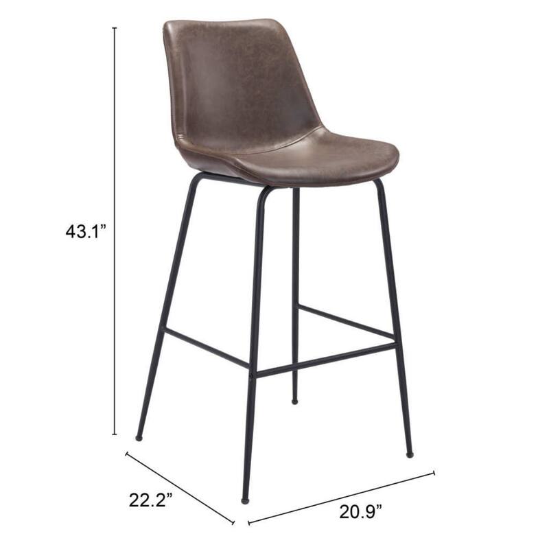 31" Modern Non-Swivel Velvet Bar Chair with Steel Frame and Low Back Bucket Seat Footrest - 20.9”W x 22.2”D x 43.1”H