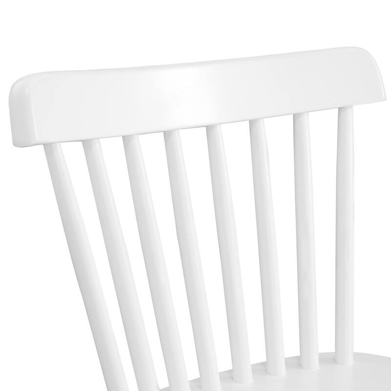 26 in. Modern Wooden Bar Stools with Slat Back Windsor-Style Solid Wood Counter Stools - 17.7 in. W x 17.7 in. D x 38.5 in. H - Set of 4 - White