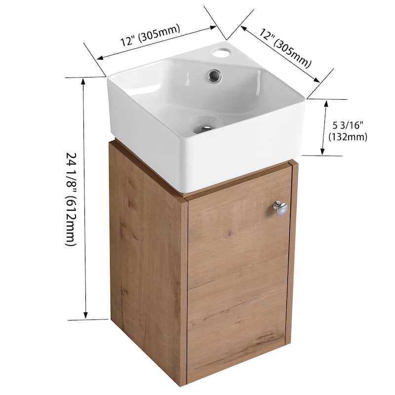 Bathroom Vanity With Sink In 12 Inch, Floating Bathroom Vanity With Soft Close Door