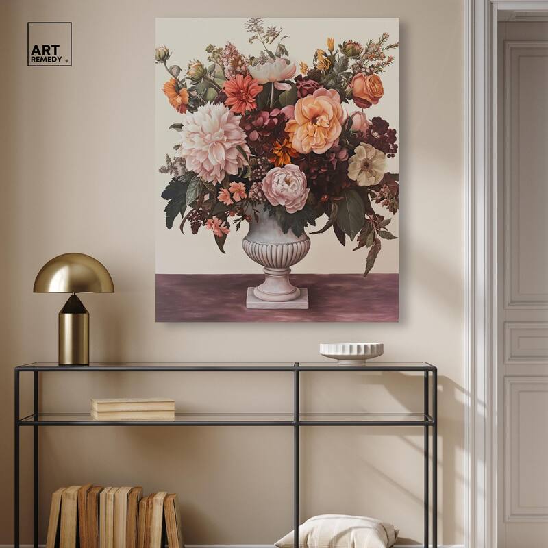 Autumn Tan Floral Canvas by Art Remedy, Gallery Wrapped