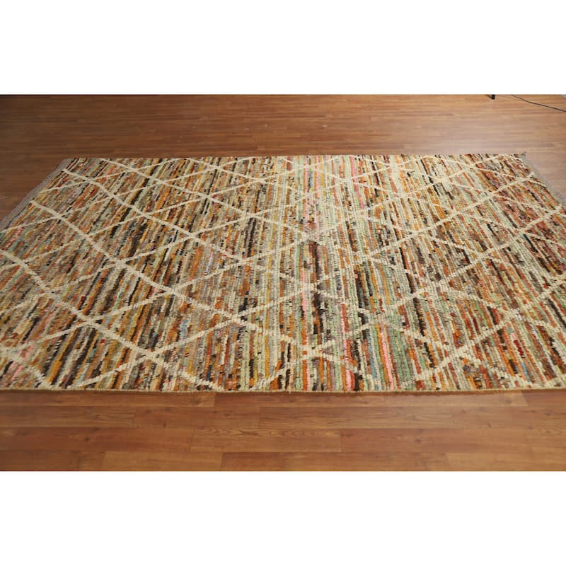 Trellis Moroccan Oriental Rug Handmade Living Room Wool Carpet - 6'6" x 9'9"