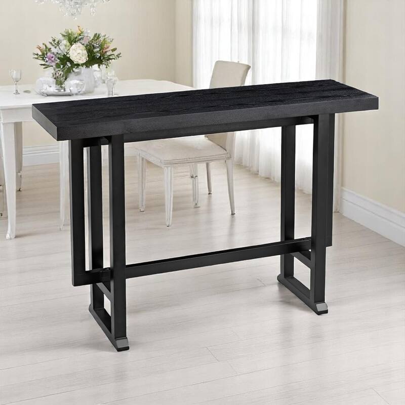 3-Piece High Top Bar Table and Chair Set, Solid Wood Frame Pub Table for Dining Room, Kitchen, 74" Rectangular Design