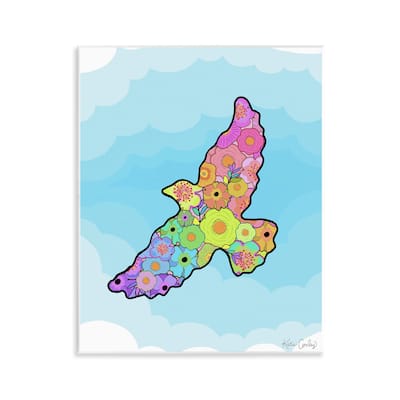 Stupell Bright Floral Bird Outline Wall Plaque Art Design By Katie Conley