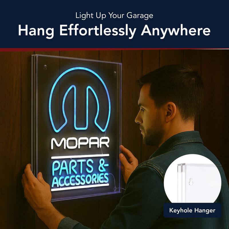 Licensed Mopar Parts & Accessories Acrylic LED Wall Decor Sign - 16" x 20" - 16" x 20"