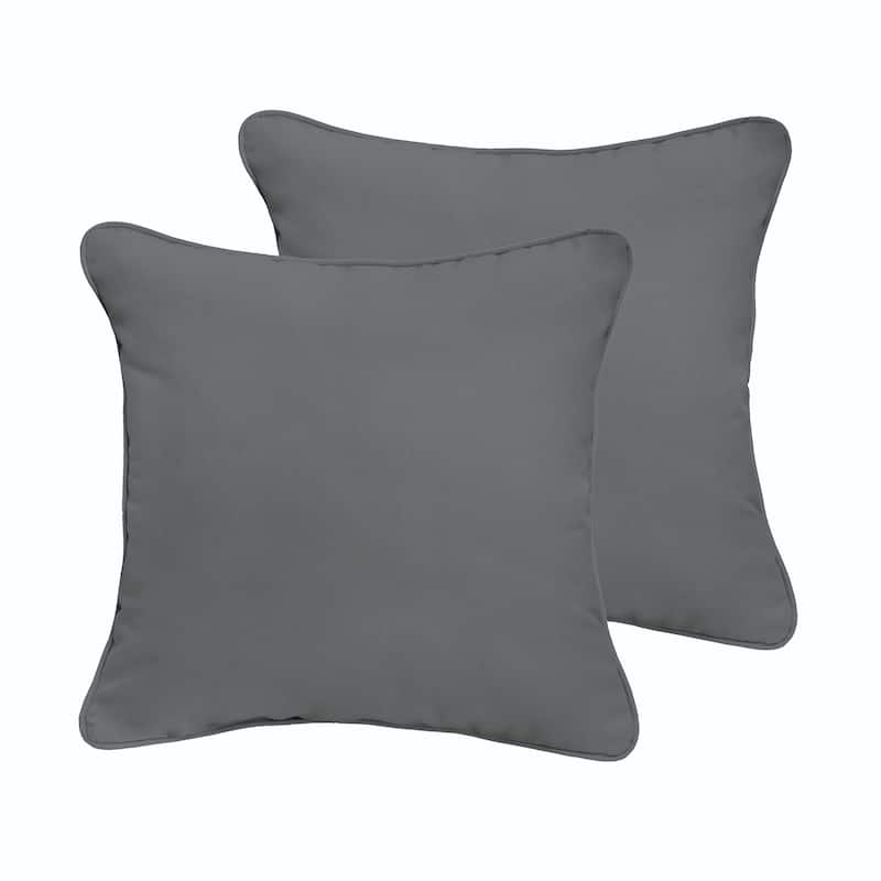 Sorra Home Charcoal Grey Corded Indoor/ Outdoor Pillow Set (Set of 2)