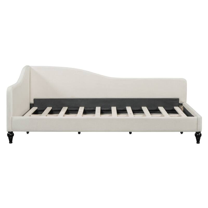 Twin Size L-Shaped Linen Daybed, with Solid Wood Legs