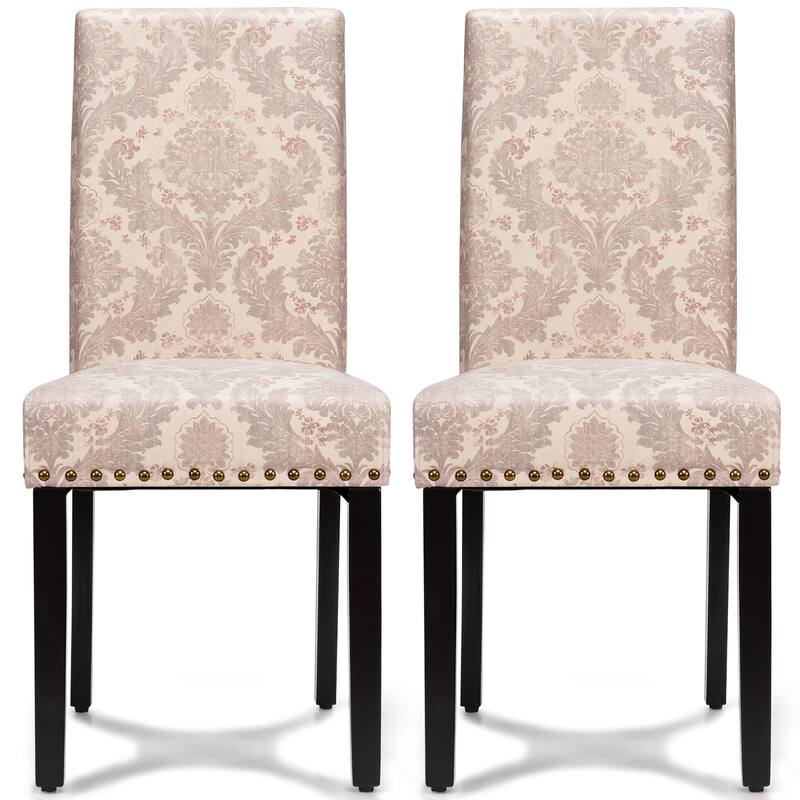 Costway Set of 4 Fabric Dining Chairs w/Nailhead Trim - See Description