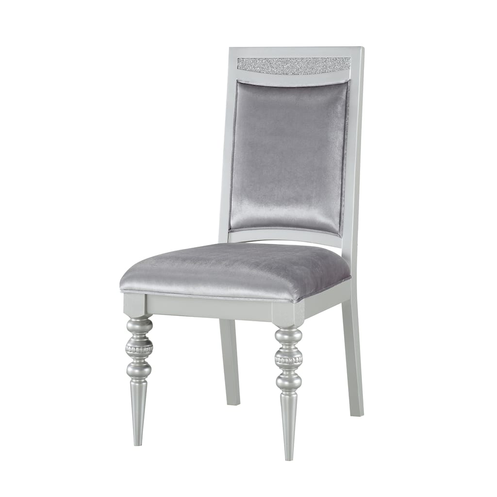 Grey and Platinum Upholstered Side Chairs (Set of 2)