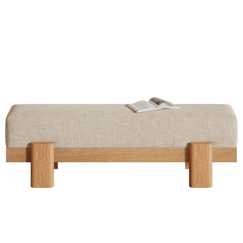 55-Inch Upholstered Entryway Bench, Modern Shoe Bench with Padded