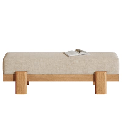 55-Inch Upholstered Entryway Bench, Modern Shoe Bench with Padded
