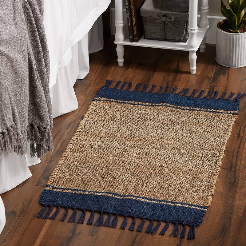DII Black With Natural Jute Chevron Hand-Loomed Rug - 2' x 3' Oval