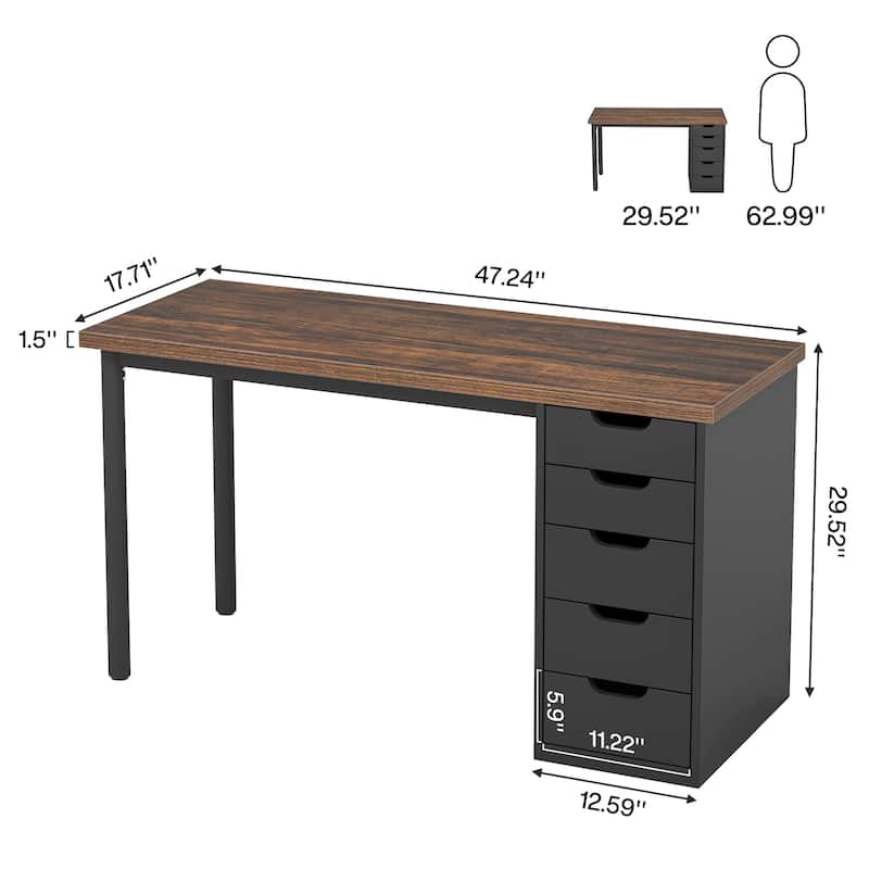 Vanity Desk with 5 Drawers, Modern Makeup Desk with Mulitple Storage, Gifts for Christmas