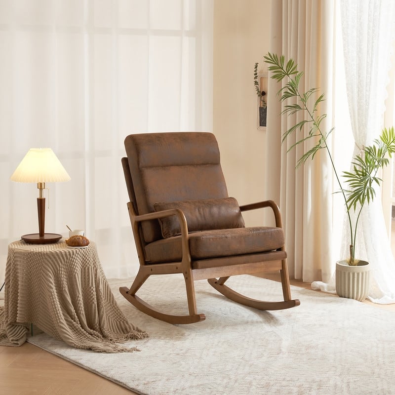 39.37'' W High-Back Dual-Use Upholstered Rocking Chair/Accent Chair