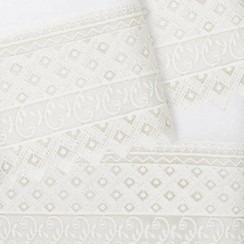 Authentic Hotel and Spa 100% Turkish Cotton Aiden 3PC White Lace Embellished Towel Set
