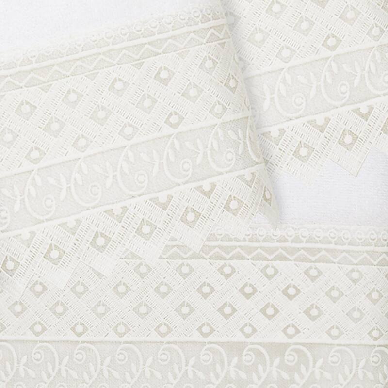 Authentic Hotel and Spa 100% Turkish Cotton Aiden 3PC White Lace Embellished Towel Set