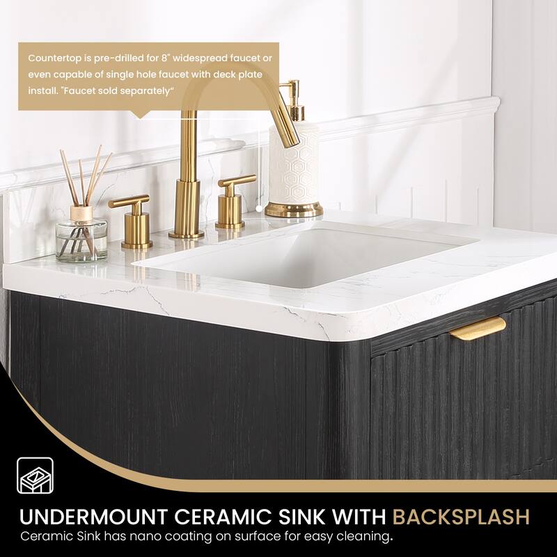 Cadiz Bath Vanity with Composite Stone Top and Mirror