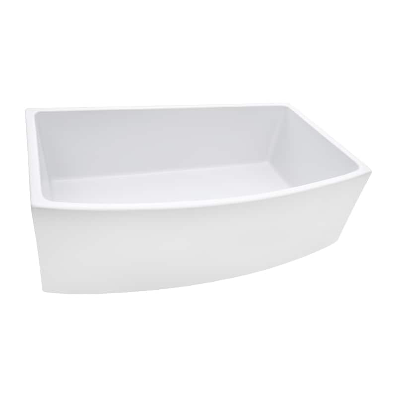 Ruvati 33 inch Fireclay White Farmhouse Kitchen Sink Bow Front Curved Apron Single Bowl - RVL2398WH