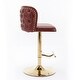 preview thumbnail 5 of 47, Modern PU Upholstered Bar Stools Set of 2, Adjustable Seat Height Swivel Bar Chair, Tufted Backrest Rivet Decorative Bar Stool