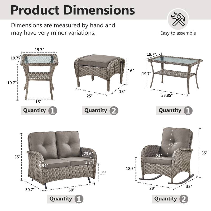 Gymojoy Outdoor Wicker Patio Furniture Loveseat Glider & Chair Set Weather-Resistant