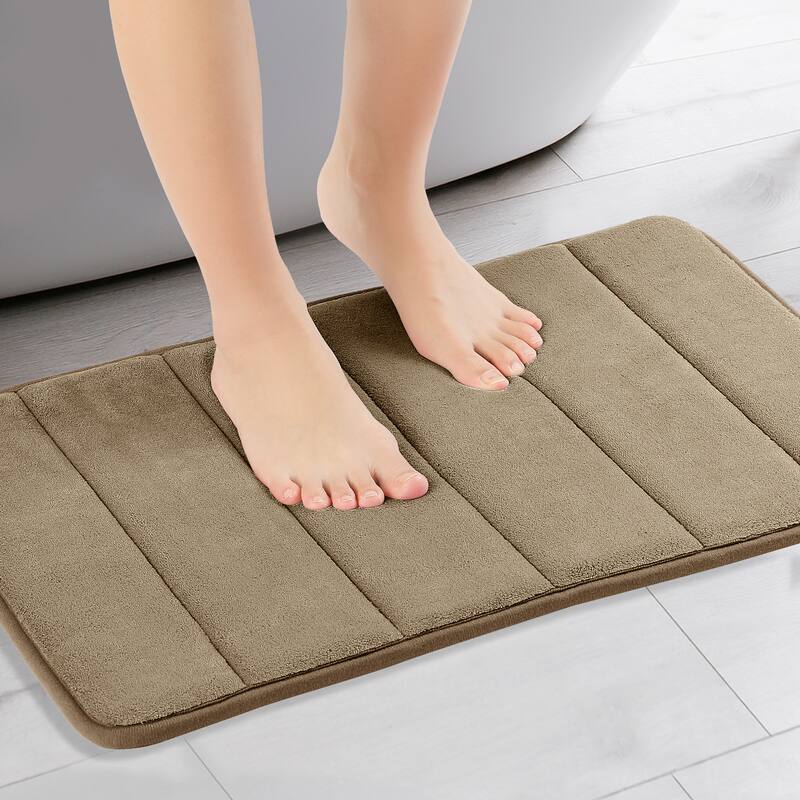 Non Slip Bathroom Rug Thick Soft Bathroom Mat Quick Dry Anti Skid Bath Rugs Absorbent Machine Washable - Brown - 16" x 24"