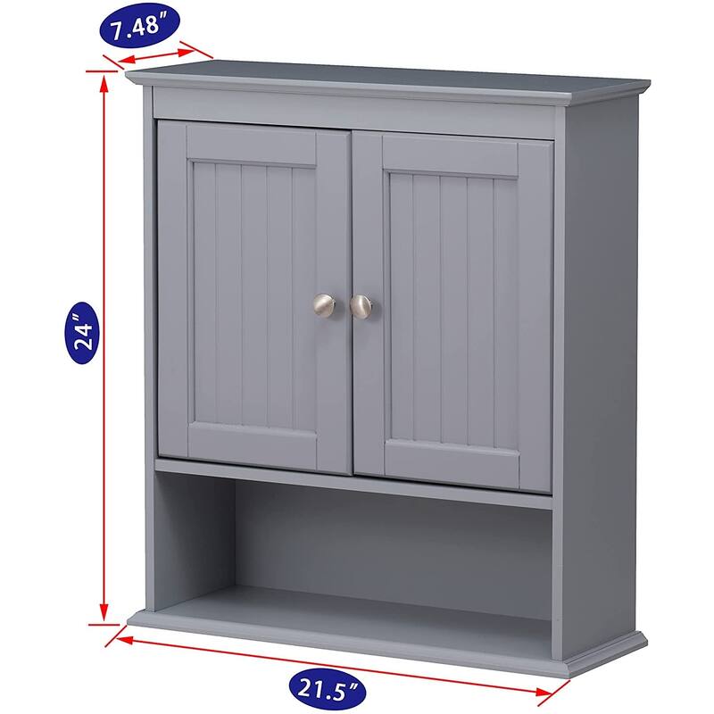 Spirich-Bathroom Wall Spacesaver Storage Cabinet Over The Toilet with Door , Wooden, White