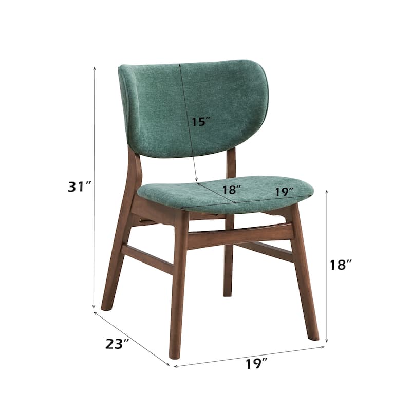 Fabric Upholstered Side Chair Set of 2 with Wood Finish Padded Seat