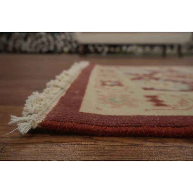 Hand Knotted Oriental 100% Wool Carpet Traditional All-Over Oranges & Rust Ziegler Area Rug - 4' 0'' X 2' 0''